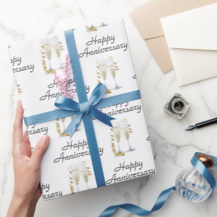 Champagner Toast auf Weiß zum Jubiläum Geschenkpapier