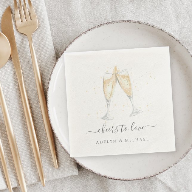 Champagner Toast "Cheers to Liebe" Personalisiert Serviette (Von Creator hochgeladen)
