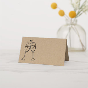 Champagner Toast geflochtene Zelt-Platzkarte Platzkarte