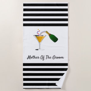 Champagner Toast Mutter des Grooms Strandtuch
