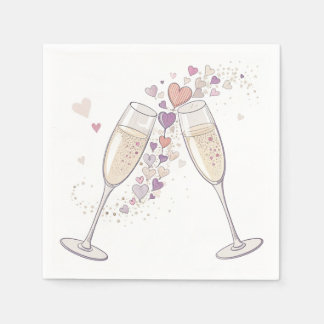 Champagner Toast Servietten - Herzen und Blasen