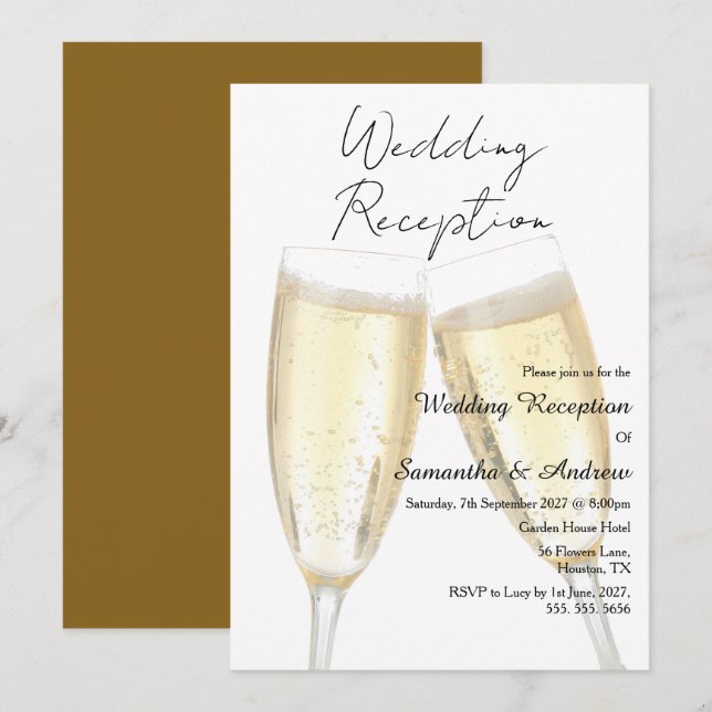 Champagner-Tost Hochzeitsempfang Einladung (Vorne/Hinten)