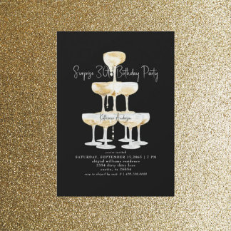 Champagner Tower Black Surprise 30. Geburtstag Par Einladung