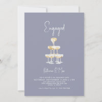 Champagner Tower Dusty Blue Engagement Party