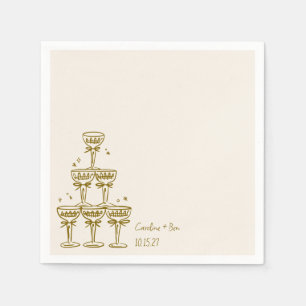 Champagner Tower Gold handgeschriebene Monogram We Serviette