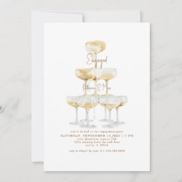 Champagner Tower Gold Text Engagement Party II Einladung