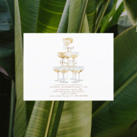 Champagner Tower Gold Text White Engagement Party