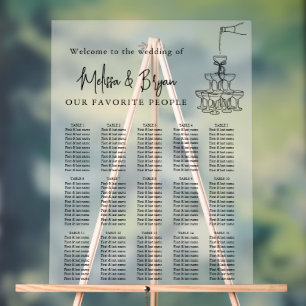 Champagner Tower Hochzeitkarte mit mattierten Sitz Acrylschild