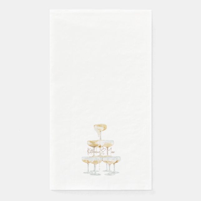 Champagner Tower Individuellen Namens Wedding II Serviette (Vorderseite)