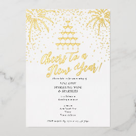 Champagner Tower Silvester Dinner Cocktail Bash Folieneinladung