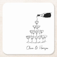 Champagner Tower Sketch Individuelle Name Wedding