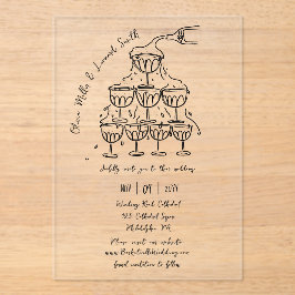Champagner Tower Wedding Acryleinladungen