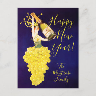 Champagner-Trauben Neujahr Feiertagspostkarte