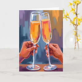 Champagner-Trinkspruch | Feiernde Aquarellmalerei Karte