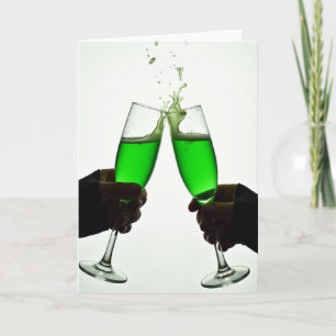 Champagner-Trinkspruch-Grüne-Spritzer-Karte Karte