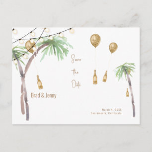 Champagner-Tropische-Hochzeit-Sparen-Sie-das-Datum Postkarte