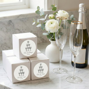 Champagner-Turm-Doodle benutzerdefinierter Name Ho Runder Aufkleber