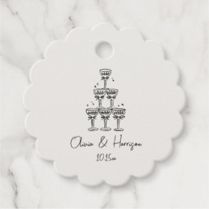 Champagner-Turm-Doodle mit individuellem Namen zur Geschenkanhänger