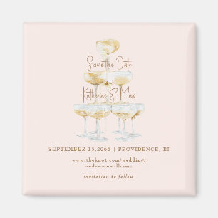 Champagner-Turm Gold-Text Hochzeit Save the Date Magnet