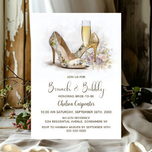 Champagner und Blumen-Schuh-Brunch und Bubbly Einladung