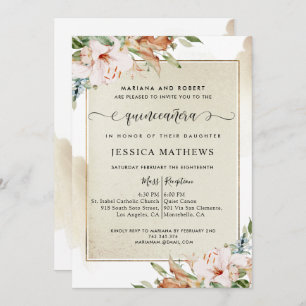 Champagner und Blütenrosa Einladung