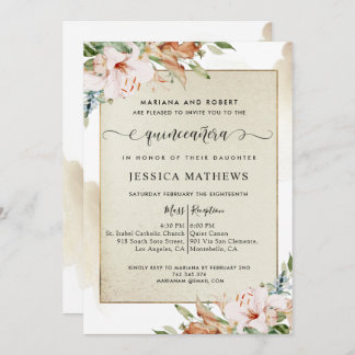 Champagner und Blütenrosa Einladung