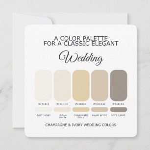 Champagner und Elfenbein Hochzeitsfarbpalette Kart Einladung