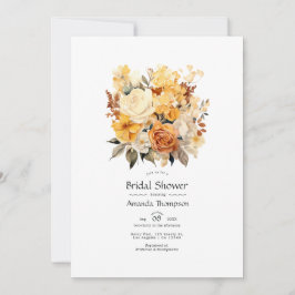 Champagner und Elfenbeinfloral-Brautparty Einladung