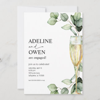 Champagner und Eukalyptus-Engagement Einladung