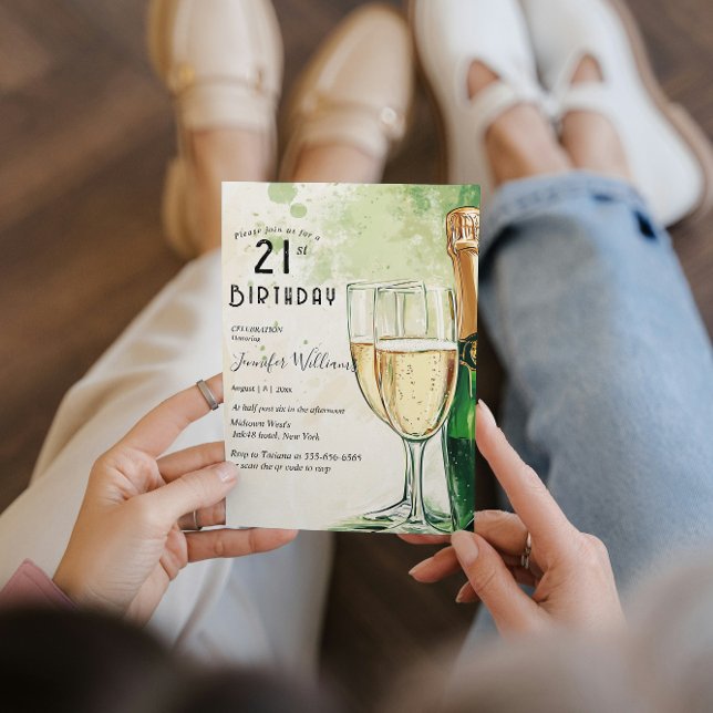 Champagner und Gläser 21. Party Einladung (Von Creator hochgeladen)