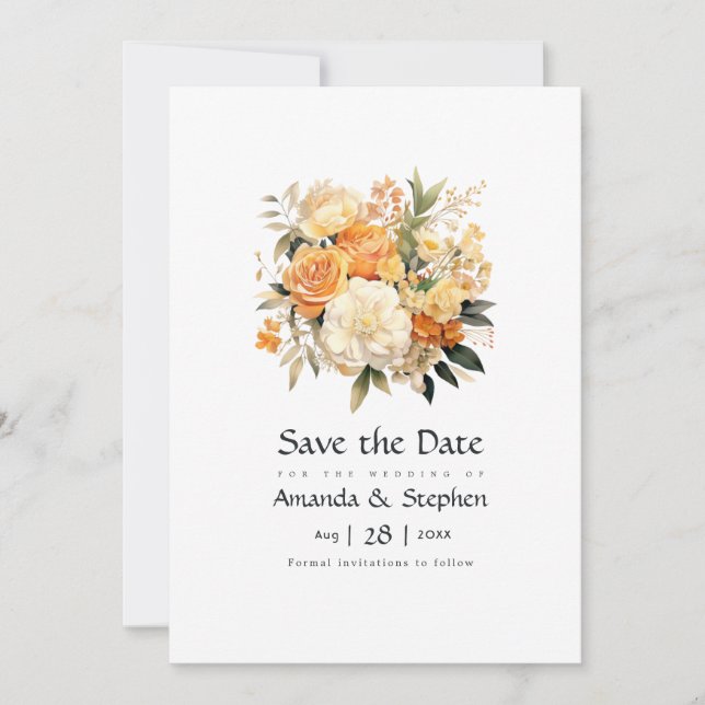 Champagner und Hochzeit von Elfenbein Save The Date (Vorderseite)
