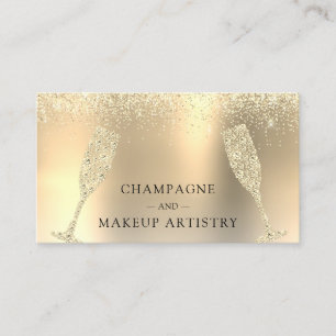 Champagner und Makeup Gold Foil Glitzer Visitenkarte