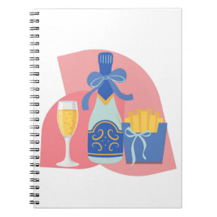 Champagner und Pommes frites Notizblock