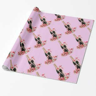 Champagner und Rose Rosa Wrapping Paper Geschenkpapier