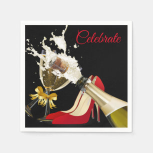 Champagner und rote Schuhe Papiertuch Serviette