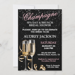 Champagner und Spa-Day-Brunch Braut-Shower Einladung