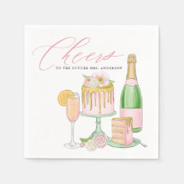 Champagner und Tropfen Cake Spring Brautparty Serviette