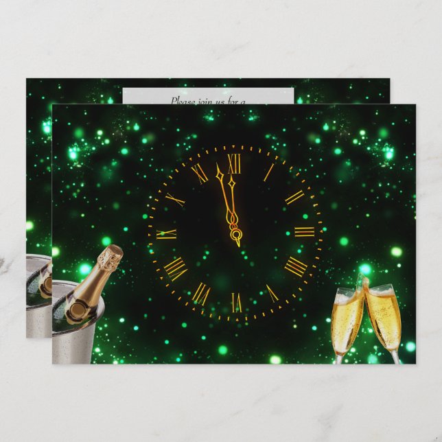 Champagner und Uhrenwochenende Einladung (Vorne/Hinten)