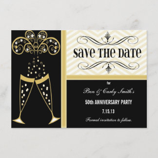 Champagner und Zickzack Save the Date Einladung