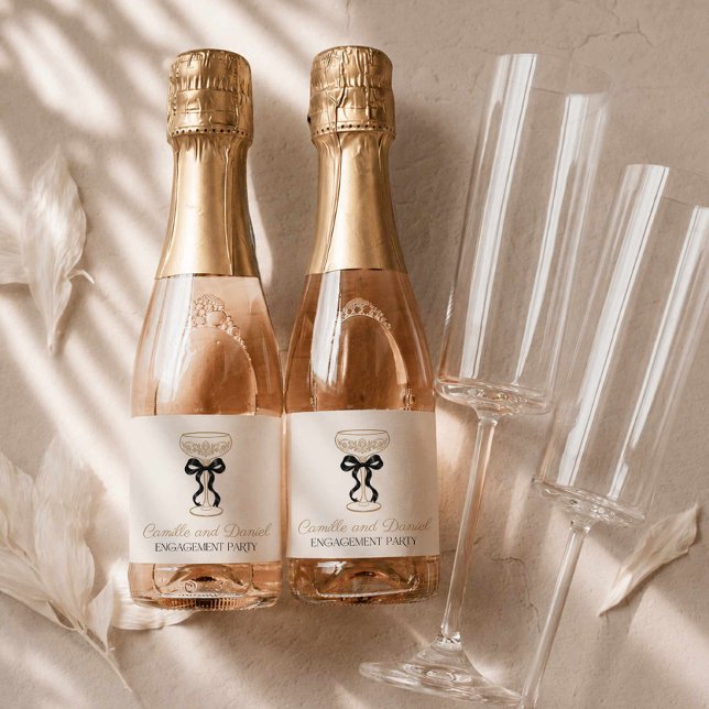 Champagner-Verlobungsparty Mini (Elegant Bubbly Engagement Party Mini Champagne Bottle Labels)