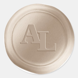 Champagner-Wachssiegel-Monogramm-Hochzeitsaufklebe Runder Aufkleber