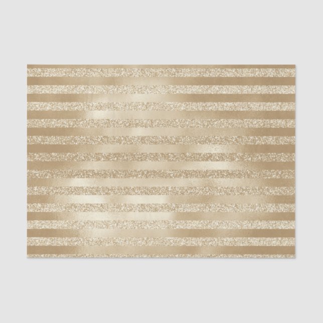 Champagner Weihnachten: Glittery Gold Streifen Seidenpapier (Vorderseite)
