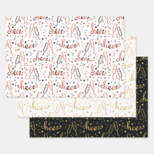 Champagner Weihnachten und Neujahr Geschenkpapier Set