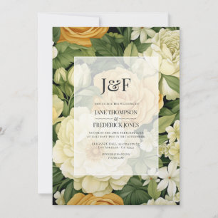 Champagner, Weiß & Grüne Blumenzwiebelhochzeit Einladung