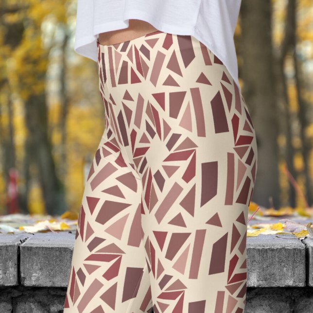 Champagner Weiß Mosiac Muster Leggings (Blocks Mosiac on Champagne White Leggings)