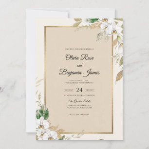 Champagner Weiße Orchideen Hochzeit Einladung