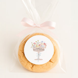 Champagner-Wildblumen-Brautdusche Runder Aufkleber