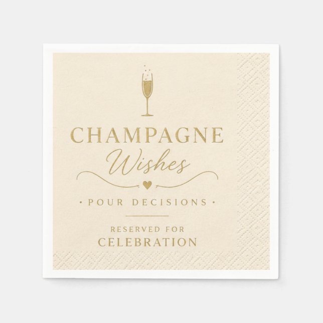 Champagner-Wünsche Cocktailservietten Serviette (Vorderseite)