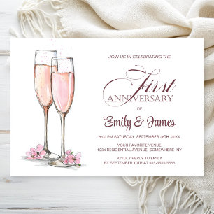 Champagner zum 1. Hochzeitstag Einladung