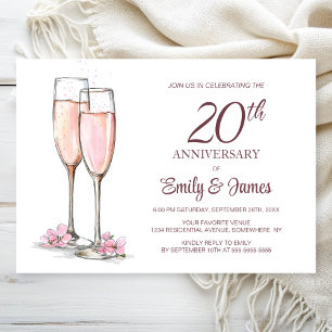 Champagner zum 20. Hochzeitstag Einladung